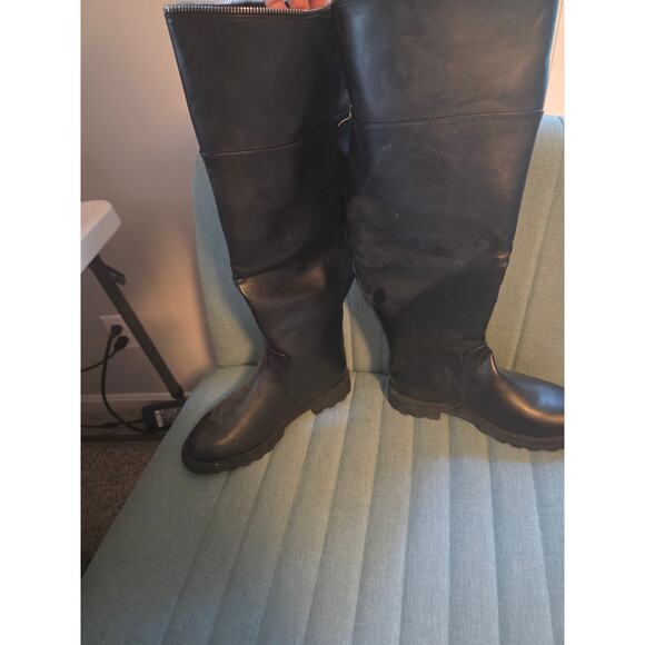 NWOT Black Wide Calf Fall Boots Sherpa Lined Womens size 10 Zipper Dark Academia - Picture 4 of 5